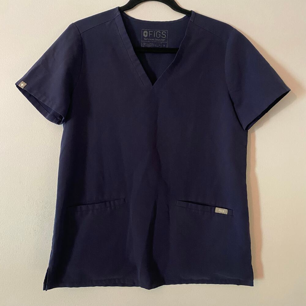 FIGS Navy Blue Casma Two Pocket Scrub Top Uniform Nurse Dr Women's size Small